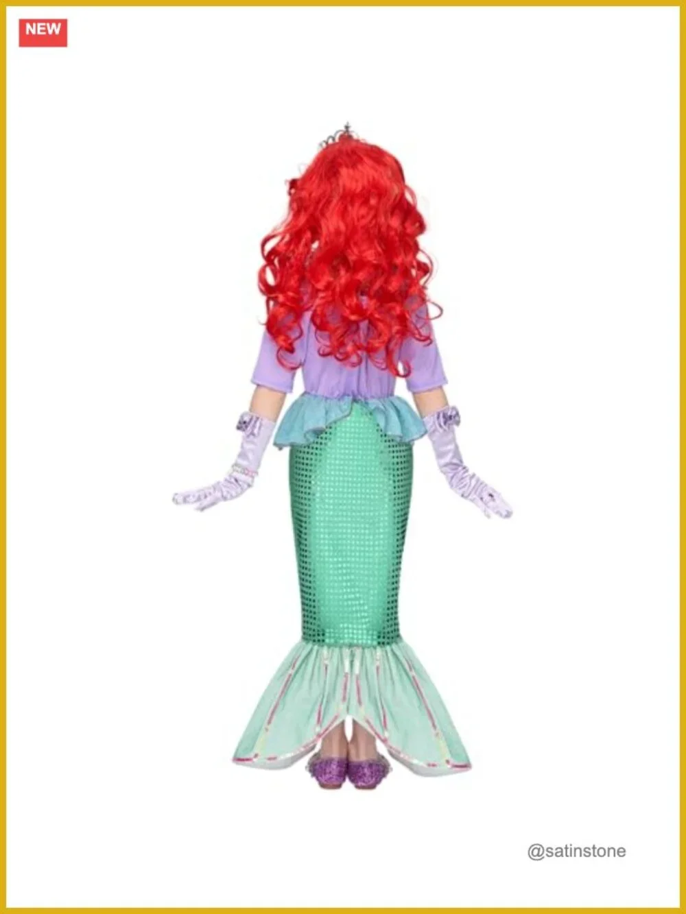 Girls Sequin Mermaid Costume Dress Set with Wig and Accessories Halloween
